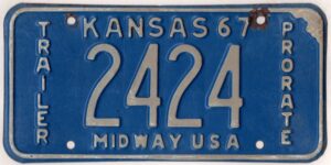 Kansas 1967 trailer prorate license plate #2424