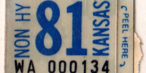 Kansas 1981 non highway license plate sticker #WA-000134