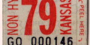 Kansas 1979 non highway license plate sticker Gove county #GO-000146