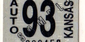 Kansas 1993 sample car license plate sticker #000458