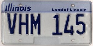 Illinois undated car license plate #VHM-145
