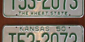 Kansas 1950 truck license plate pair Pratt county #T53-2073