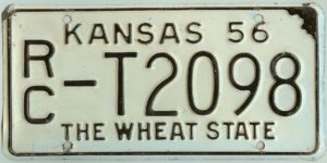 Kansas 1956 truck license plate Rice county #RC-T2098