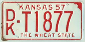Kansas 1957 truck license plate Dickinson county #DK-T1877