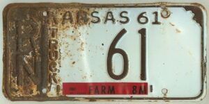 Kansas 1961 truck license plate Reno county #RN-61