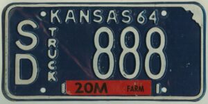 Kansas 1964 truck license plate Sheridan county #SD-888
