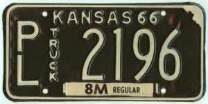 Kansas 1966 truck license plate Phillips county #PL-2196