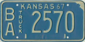 Kansas 1967 truck license plate Barber county #BA-2570