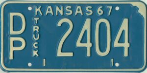 Kansas 1967 truck license plate Doniphan county #DP-2404