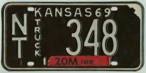 Kansas 1969 truck license plate Norton county #NT-348