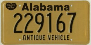 Alabama antique vehicle license plate #229167