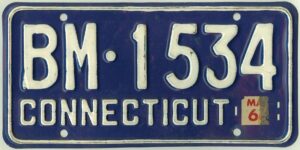 Connecticut 1966 car license plate #BM-1534