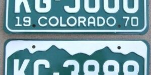 Colorado 1970 car license plate pair El Paso county #KG-3888