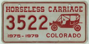 Colorado 1975-1979 horeseless carriage license plate #3522