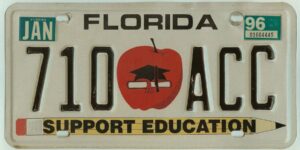 Florida 1996 Support Education car license plate #710 ACC
