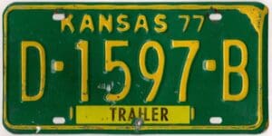 Kansas 1977 dealer trailer license plate #D-1597-B