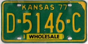 Kansas 1977 wholesale dealer license plate #D-5146-C