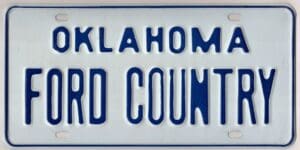 Oklahoma Ford Country booster license plate
