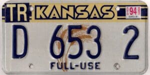 Kansas 1994 full use dealer license plate #D 653 2