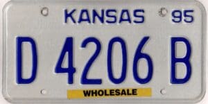 Kansas 1995 wholesale dealer license plate #D-4206-B