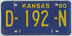 Kansas 1980 dealer license plate #D-192-N