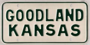 Kansas 1963 booster license plate Goodland Kansas