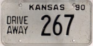 Kansas 1990 drive away license plate #267