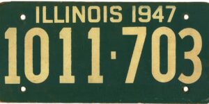 Illinois 1947 car license plate #1011-703