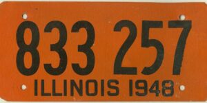Illinois 1948 car license plate #833-257