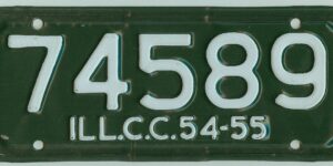 Illinois 1954-55 I.C.C. license plate #74589