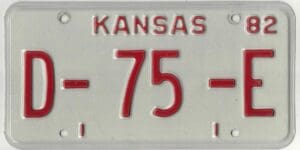 Kansas 1982 dealer license plate #D-75-E