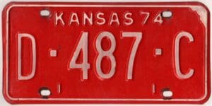 Kansas 1974 dealer license plate #D-487-C