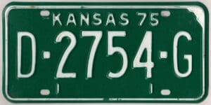 Kansas 1975 dealer license plate #D-2754-G