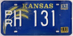 Kansas 1981 1982 1983 car license plate Pratt county #PR H-131