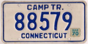 Connecticut 1970 camp trailer license plate #88579