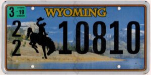 Wyoming 2019 car license plate Teton county #22-10810