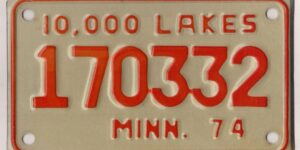 Minnesota 1974 motorcycle license plate #170332