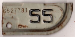 California 1955 car license plate tab #6527781