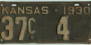 Kansas 1930 car license plate Washington county #37-4