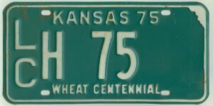 Kansas 1975 car license plate Lincoln county #LC H-75