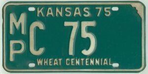 Kansas 1975 car license plate McPherson county #MP C-75