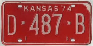 Kansas 1974 dealer license plate #D-487-B