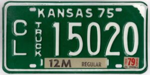 Kansas 1979 truck license plate Cowley county #CL-15020