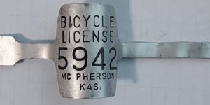 McPherson bicycle license plate #5942