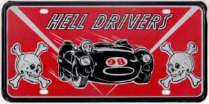 Hell Drivers booster license plate