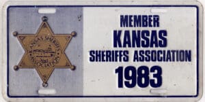 Kansas Sheriff's Association 1983 booster license plate