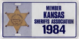 Kansas Sheriff's Association 1984 booster license plate
