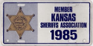 Kansas Sheriff's Association 1985 booster license plate
